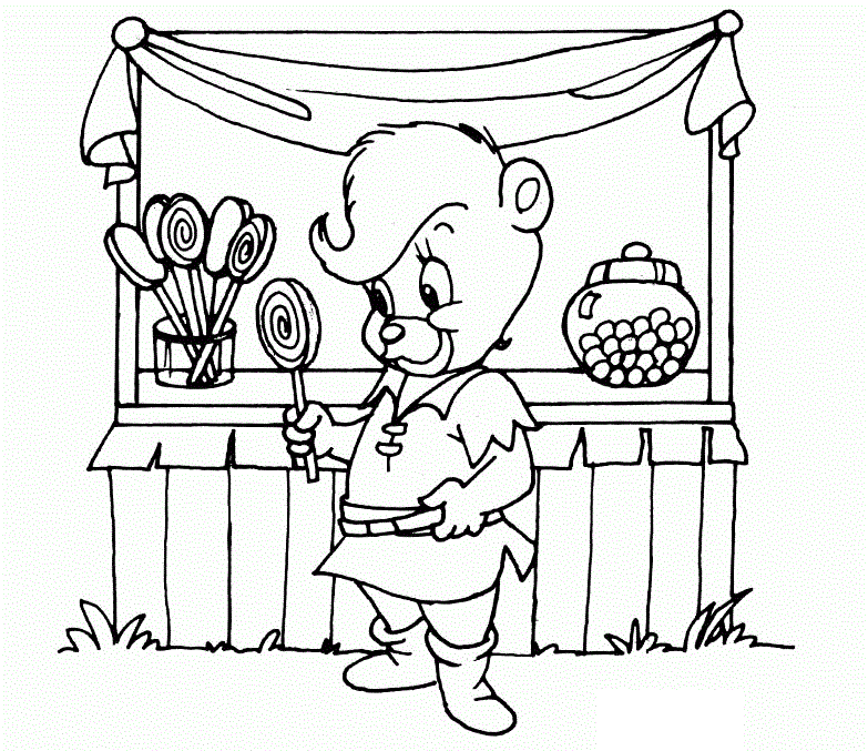 Sani with a lollipop coloring page